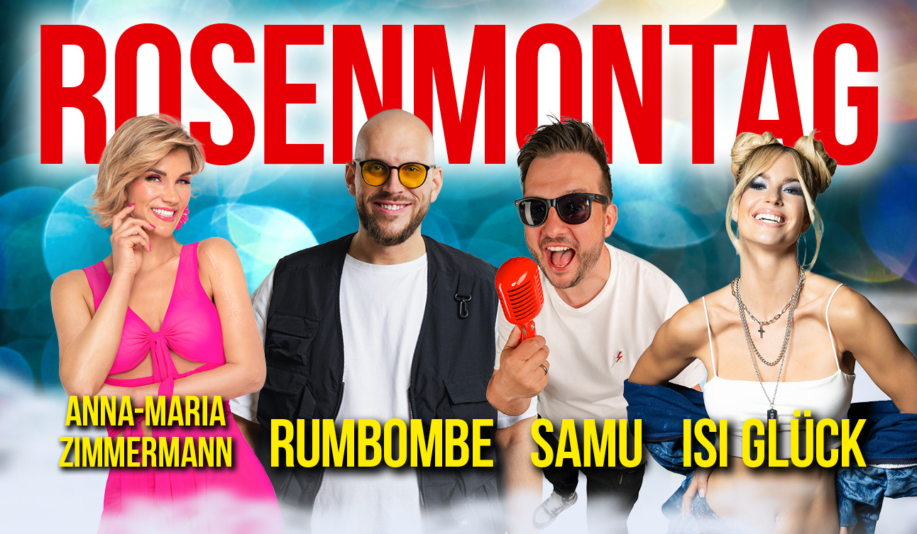 Rosenmontagsfinale 2026: Anna-Maria Zimmermann, Rumbombe, Samu und Isi Glück
